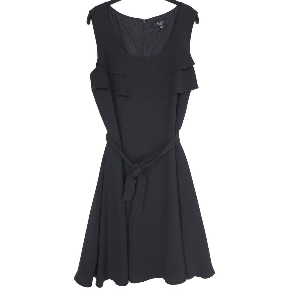 ALEX MARIE Women’s Dacie‎ Dress Size 16 Black A-Line Flare Belt Sleeveless